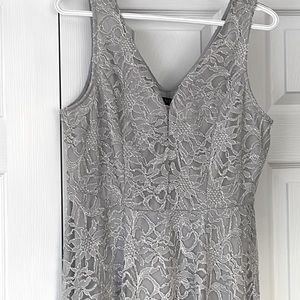 VENUS dress with dark silver underneath and silver overlay.